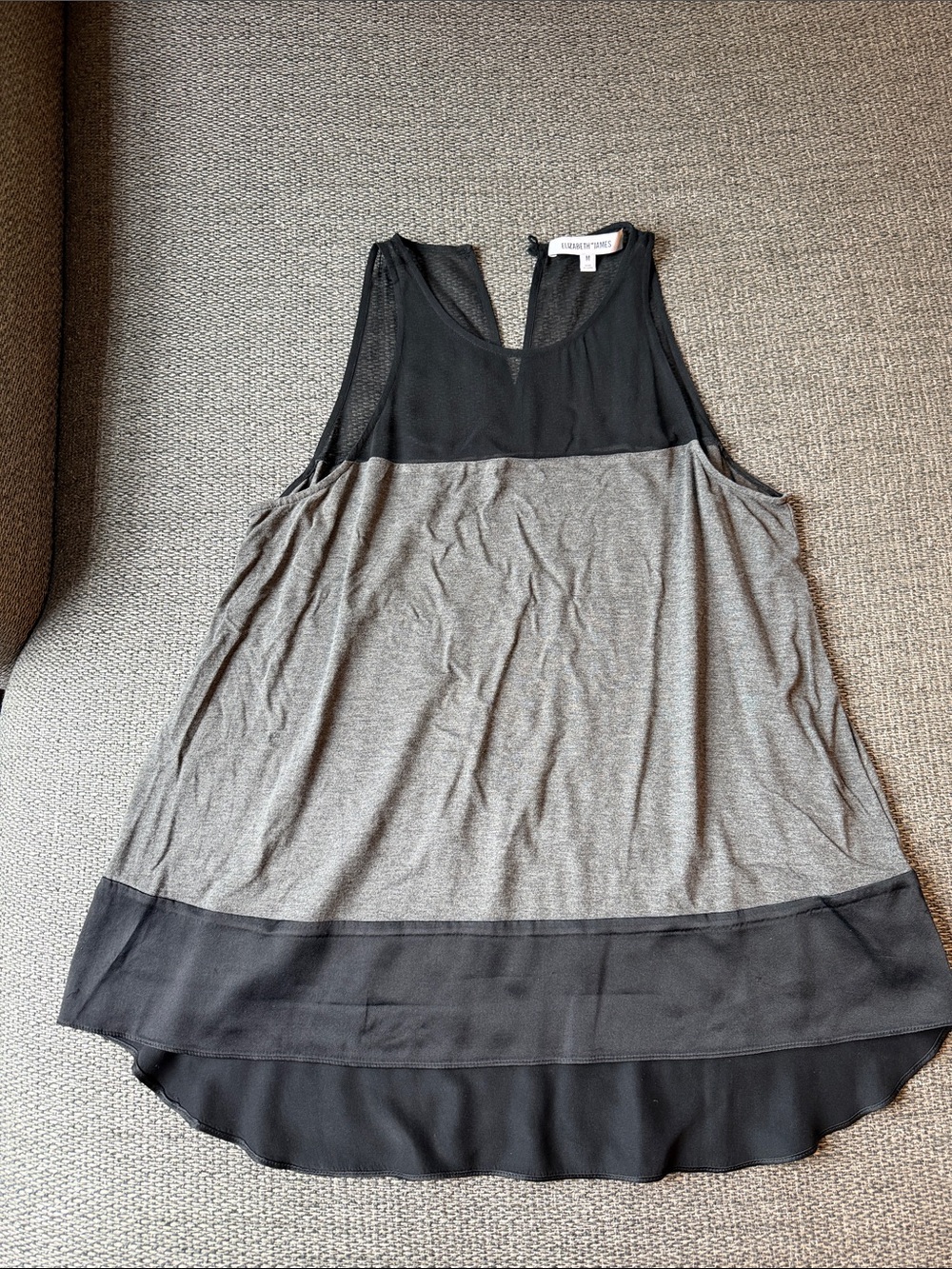 Elizabeth and James Black and Gray Layered Sleeveless Tank